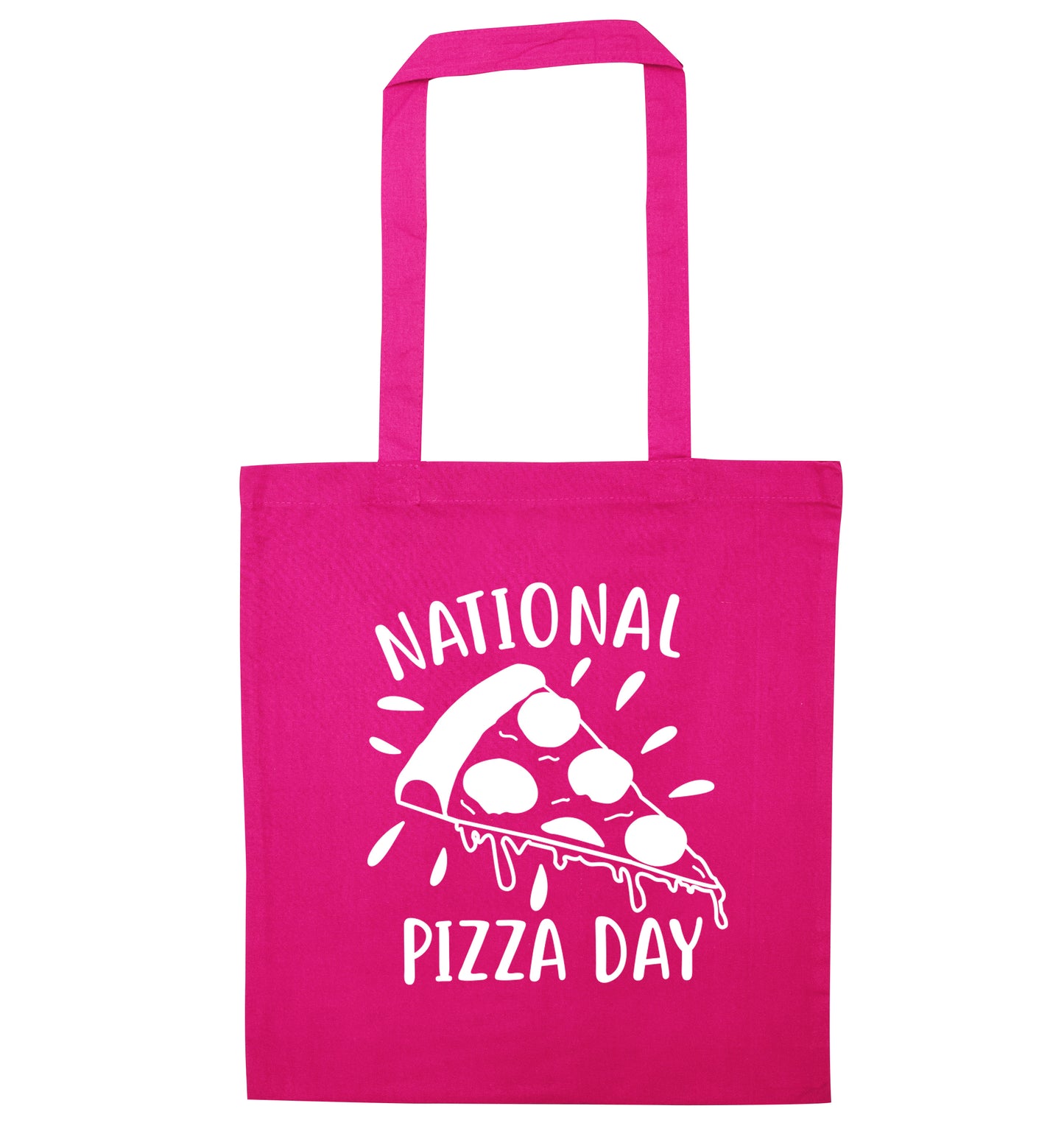 National pizza day pink tote bag