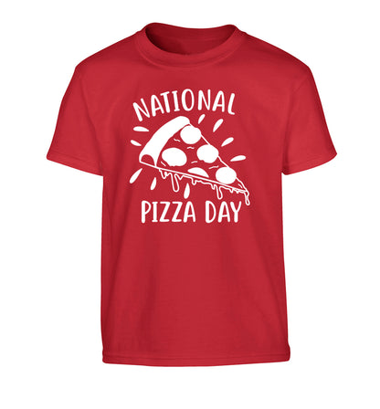 National pizza day Children's red Tshirt 12-13 Years