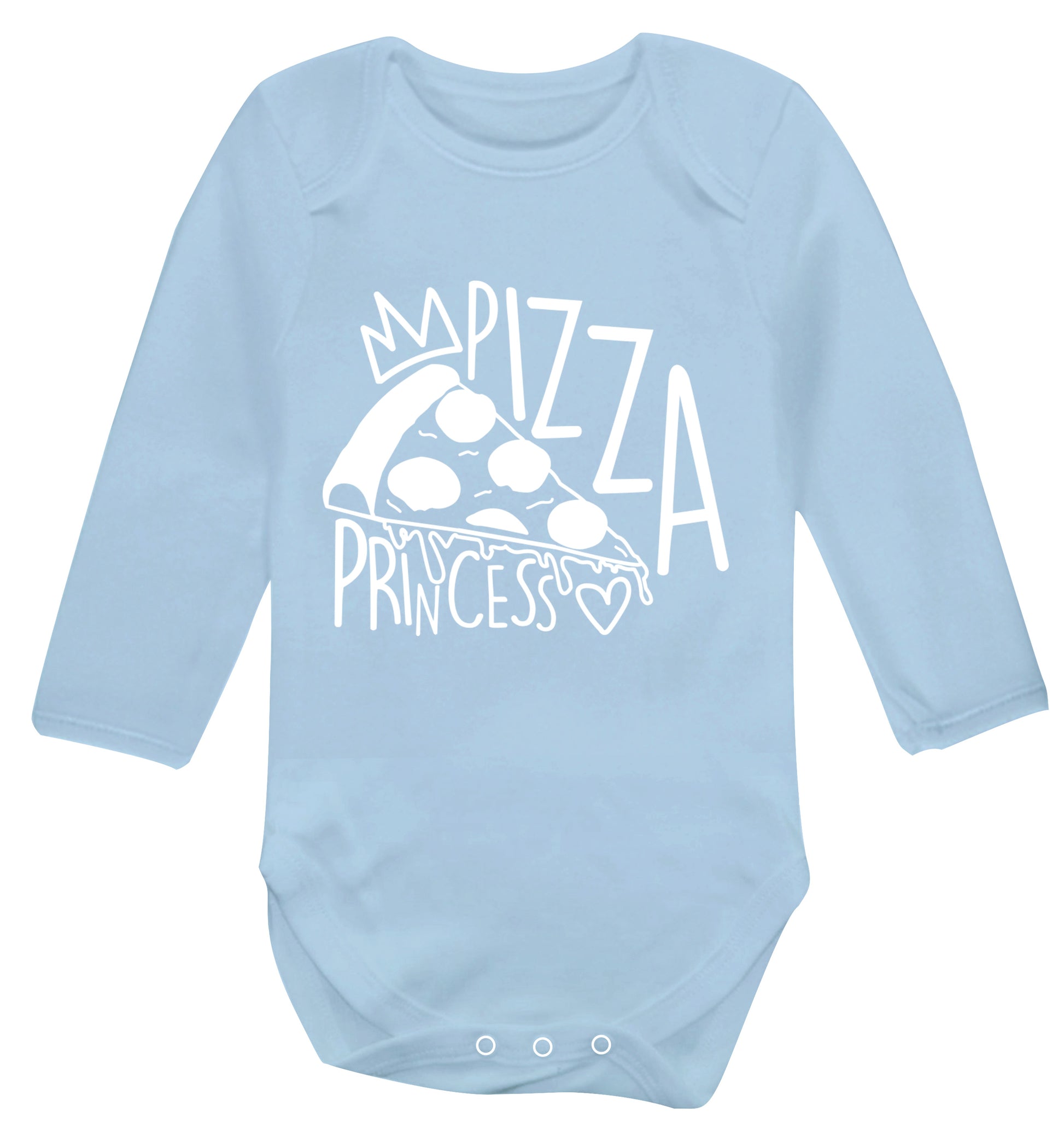 Pizza Princess Baby Vest long sleeved pale blue 6-12 months