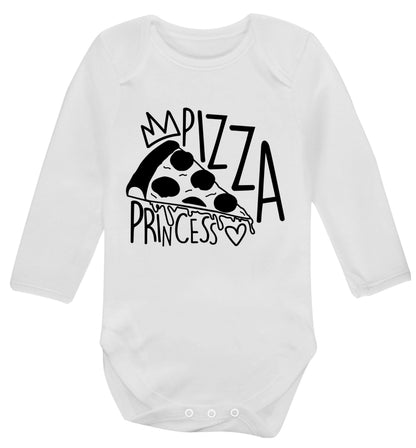 Pizza Princess Baby Vest long sleeved white 6-12 months