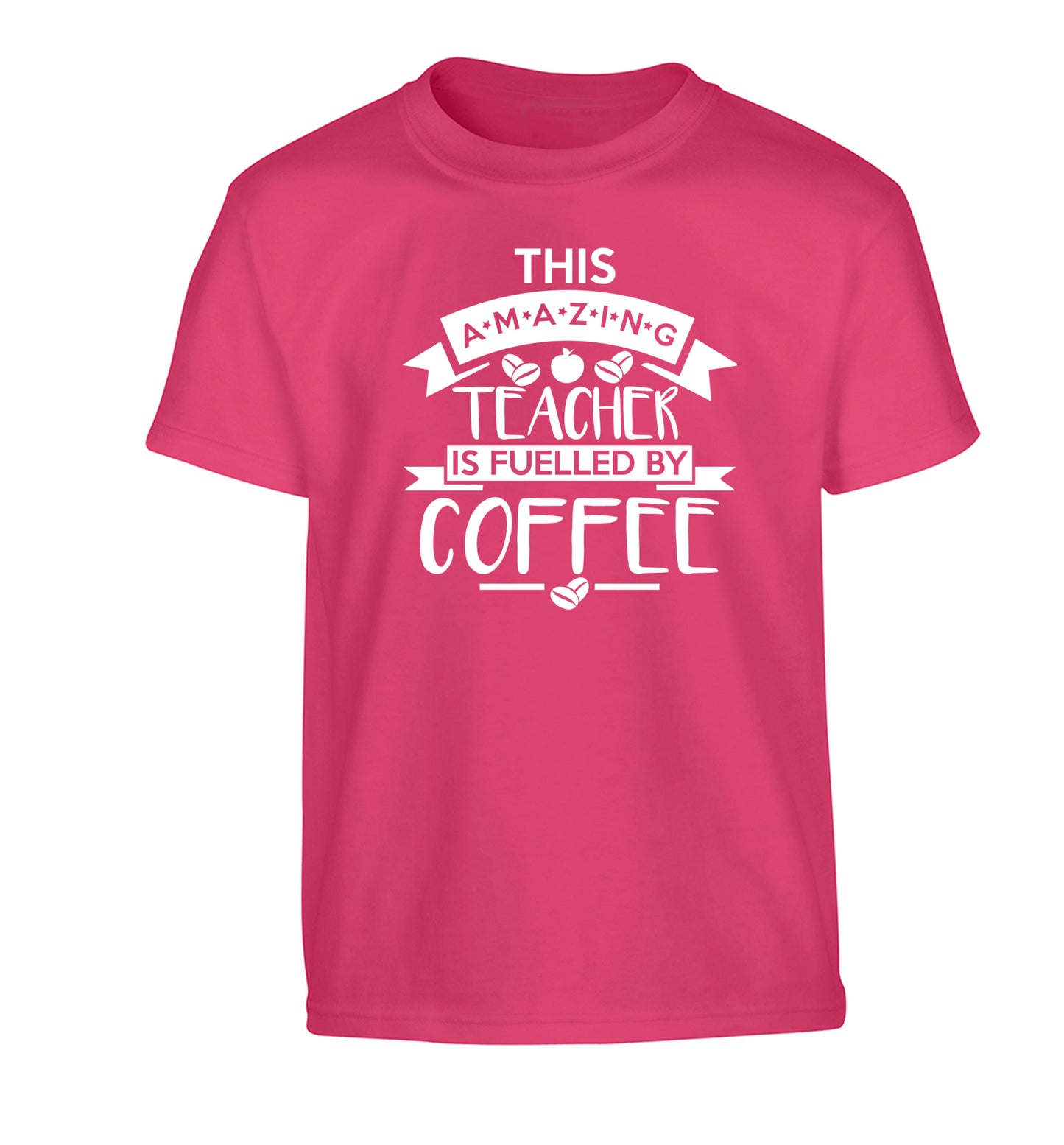 This amazing teacher is fuelled by coffee Children's pink Tshirt 12-13 Years