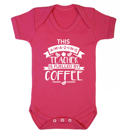 This amazing teacher is fuelled by coffee Baby Vest dark pink 18-24 months