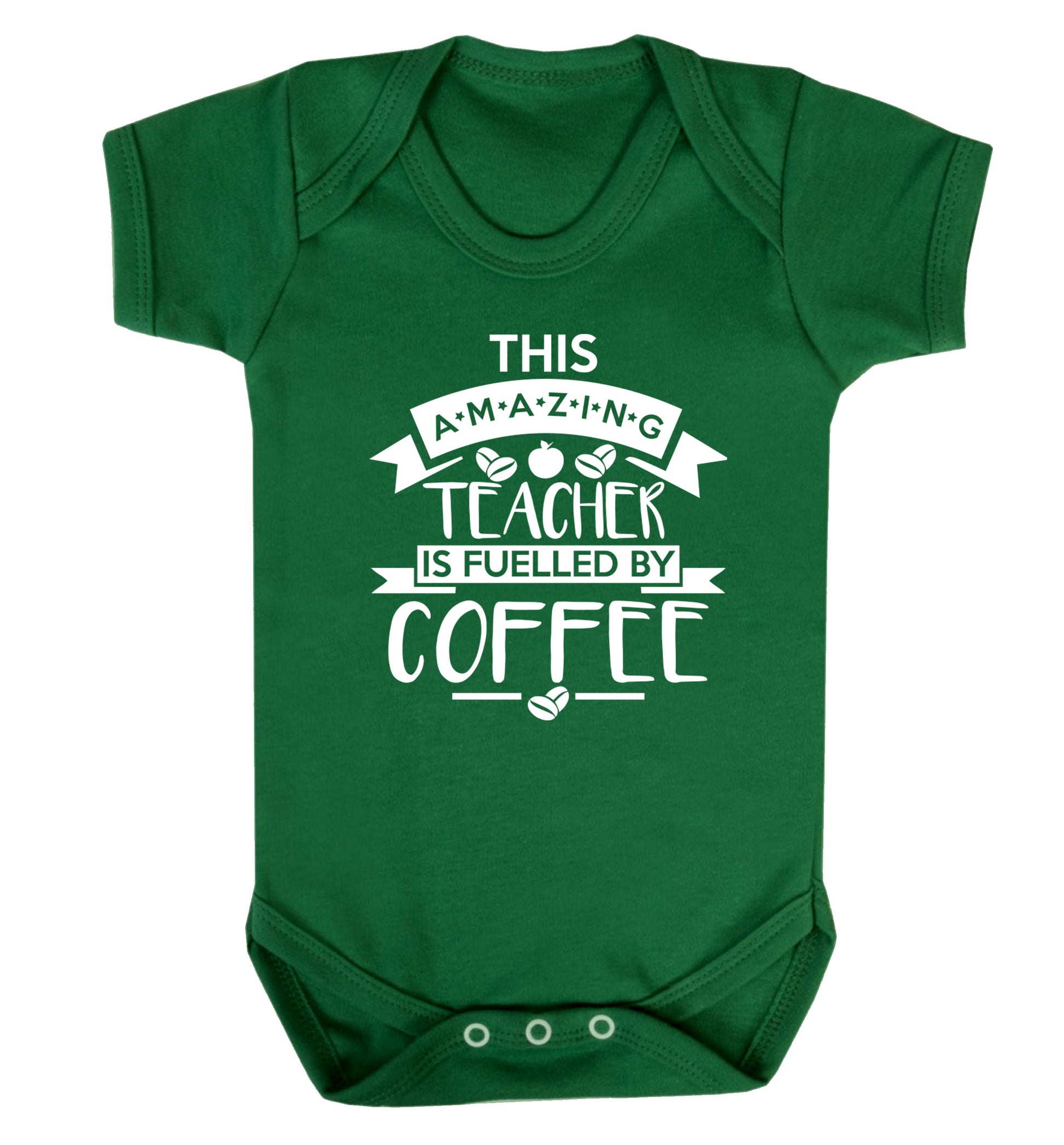 This amazing teacher is fuelled by coffee Baby Vest green 18-24 months