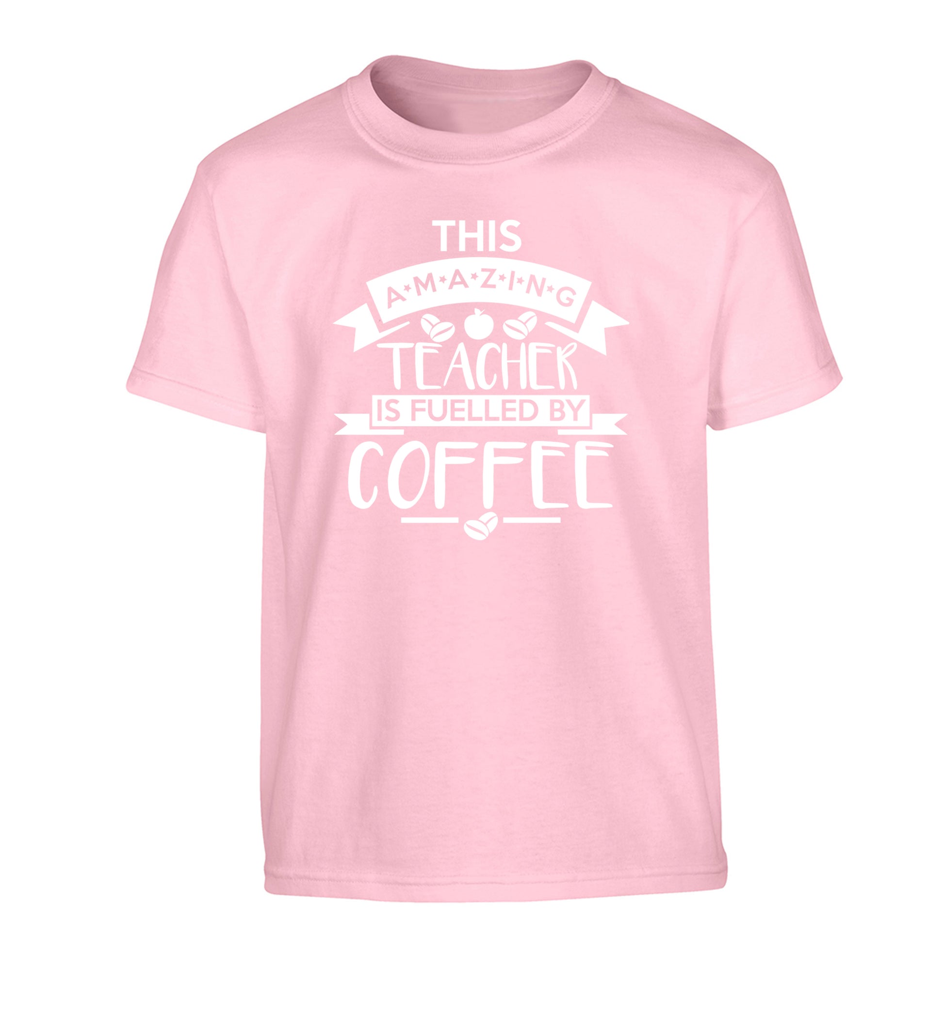 This amazing teacher is fuelled by coffee Children's light pink Tshirt 12-13 Years