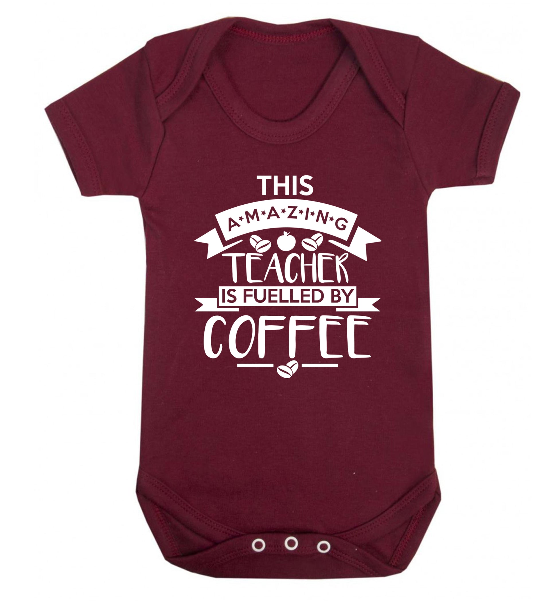This amazing teacher is fuelled by coffee Baby Vest maroon 18-24 months