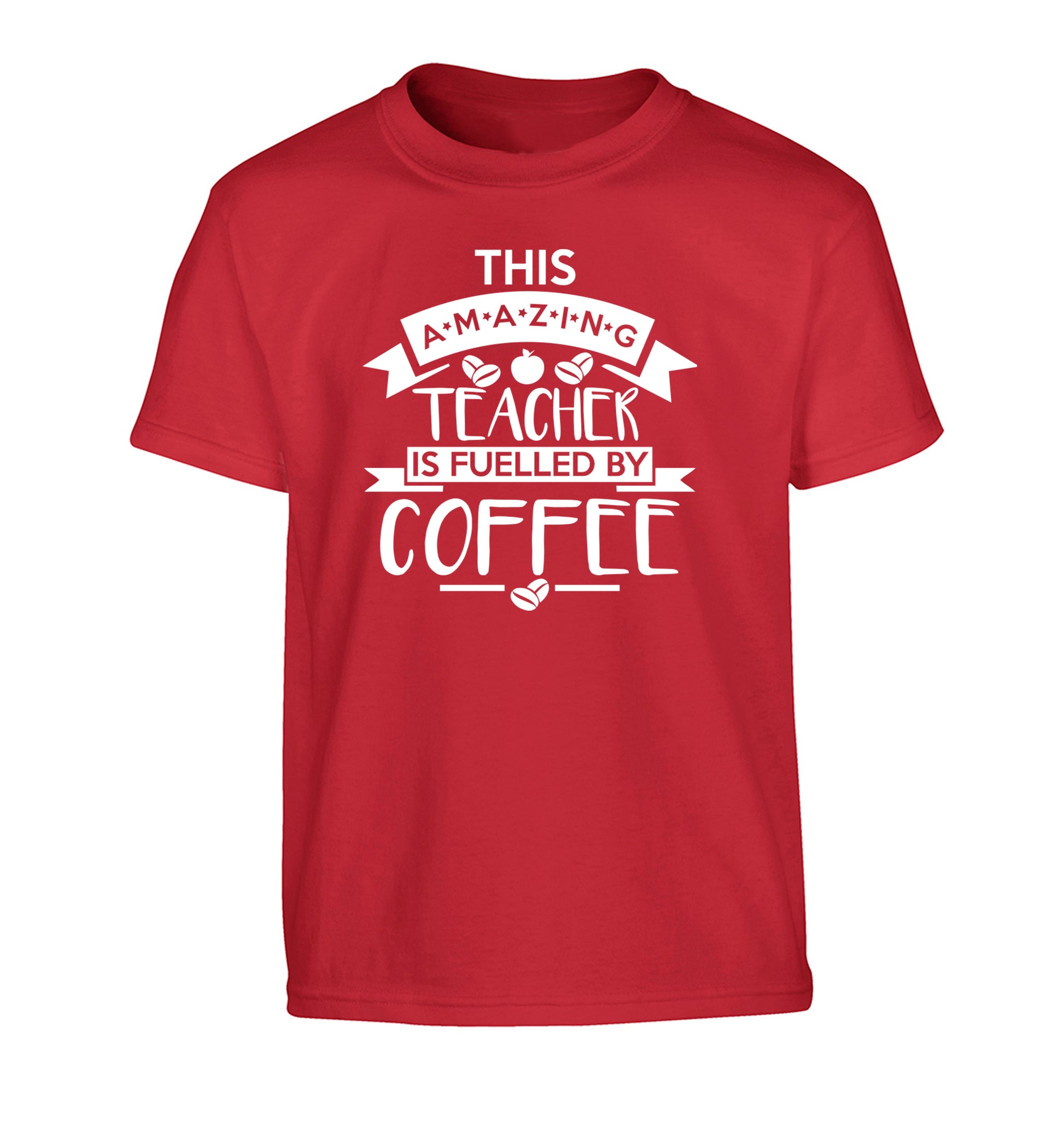 This amazing teacher is fuelled by coffee Children's red Tshirt 12-13 Years