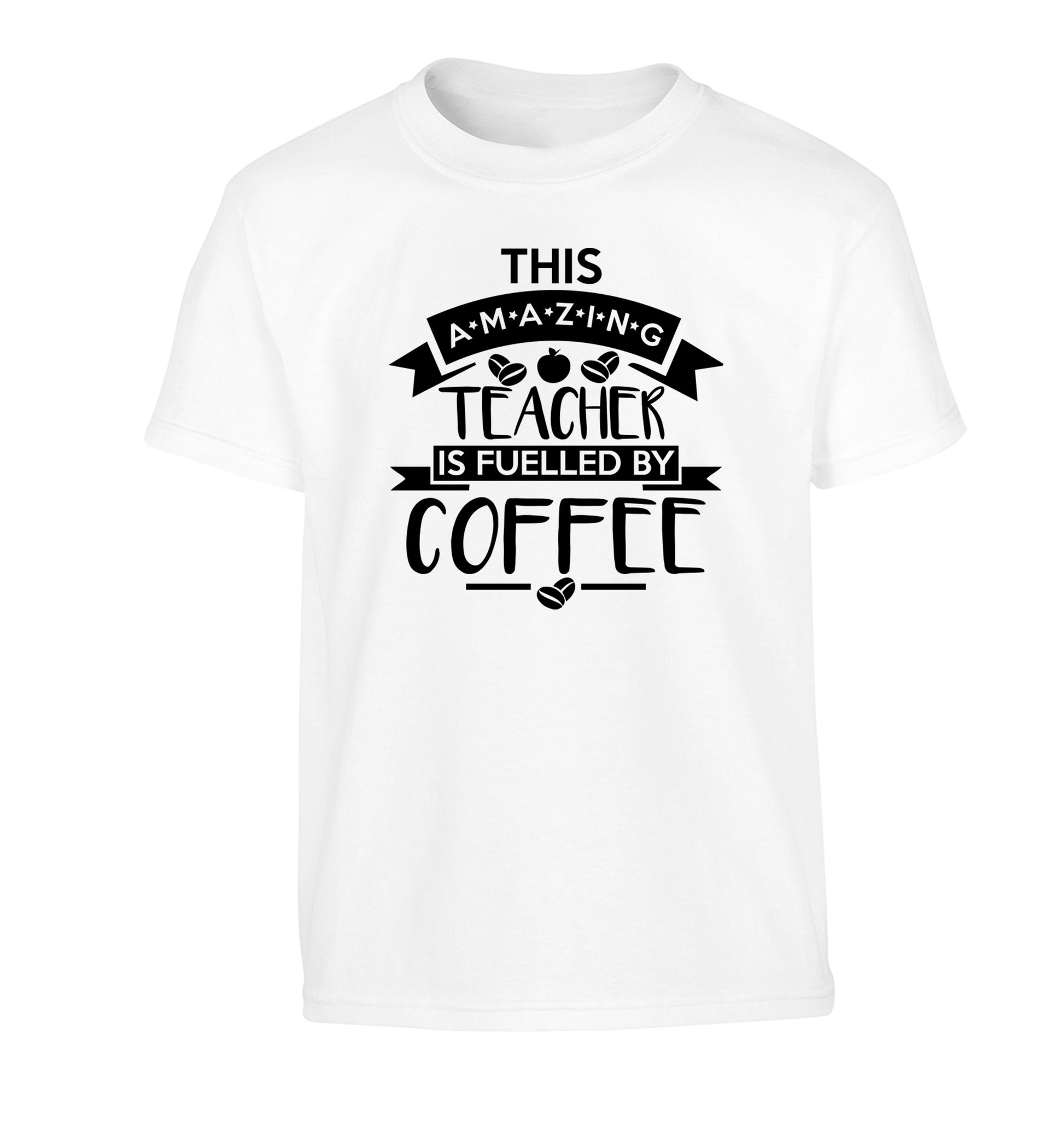 This amazing teacher is fuelled by coffee Children's white Tshirt 12-13 Years