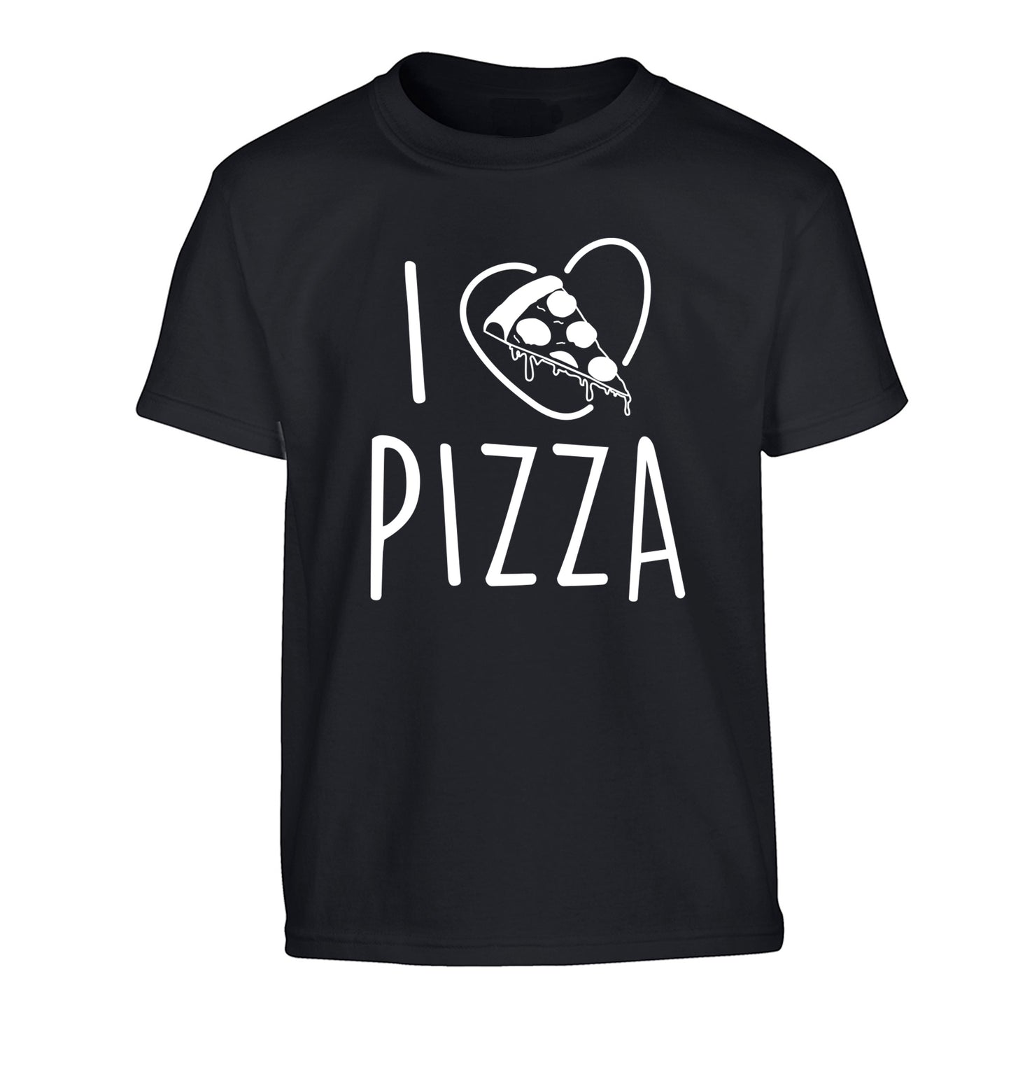 I Love Pizza Children's black Tshirt 12-13 Years