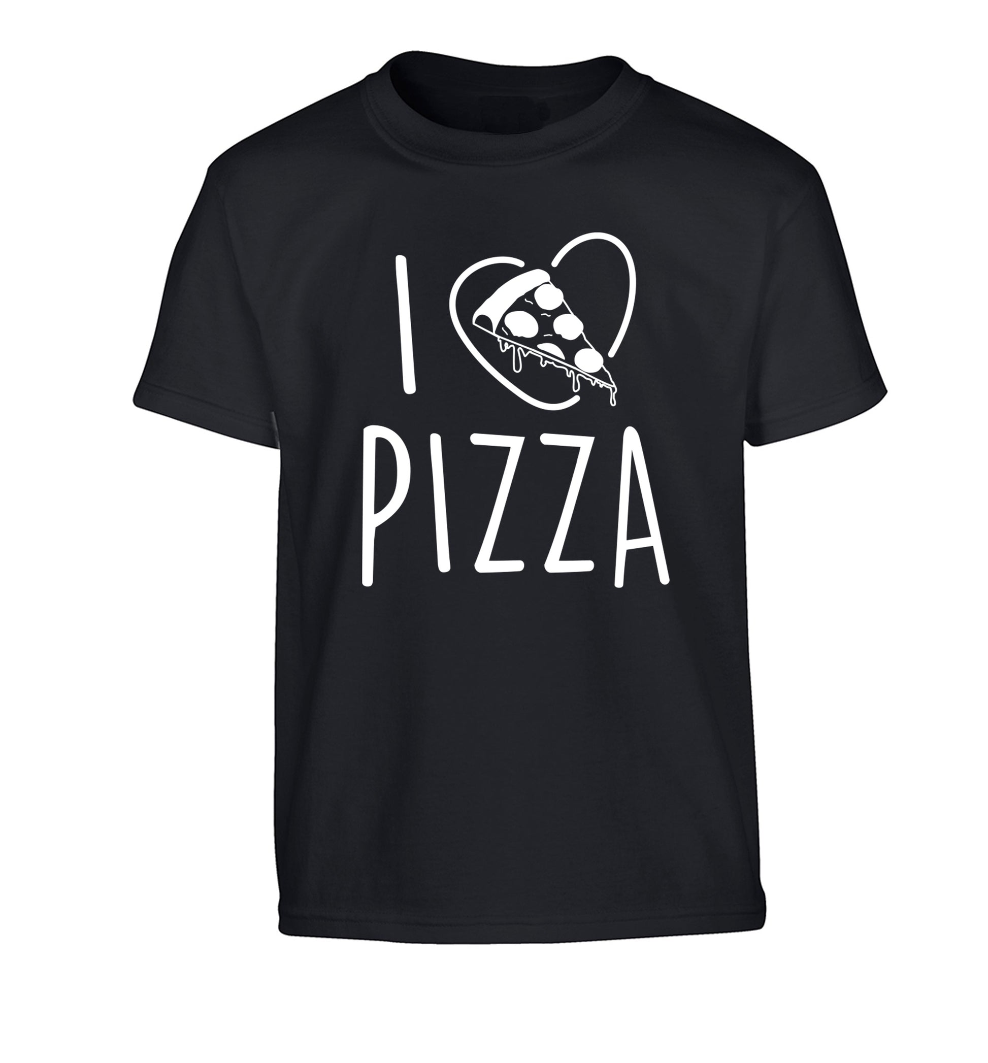 I Love Pizza Children's black Tshirt 12-13 Years