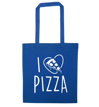 I Love Pizza blue tote bag