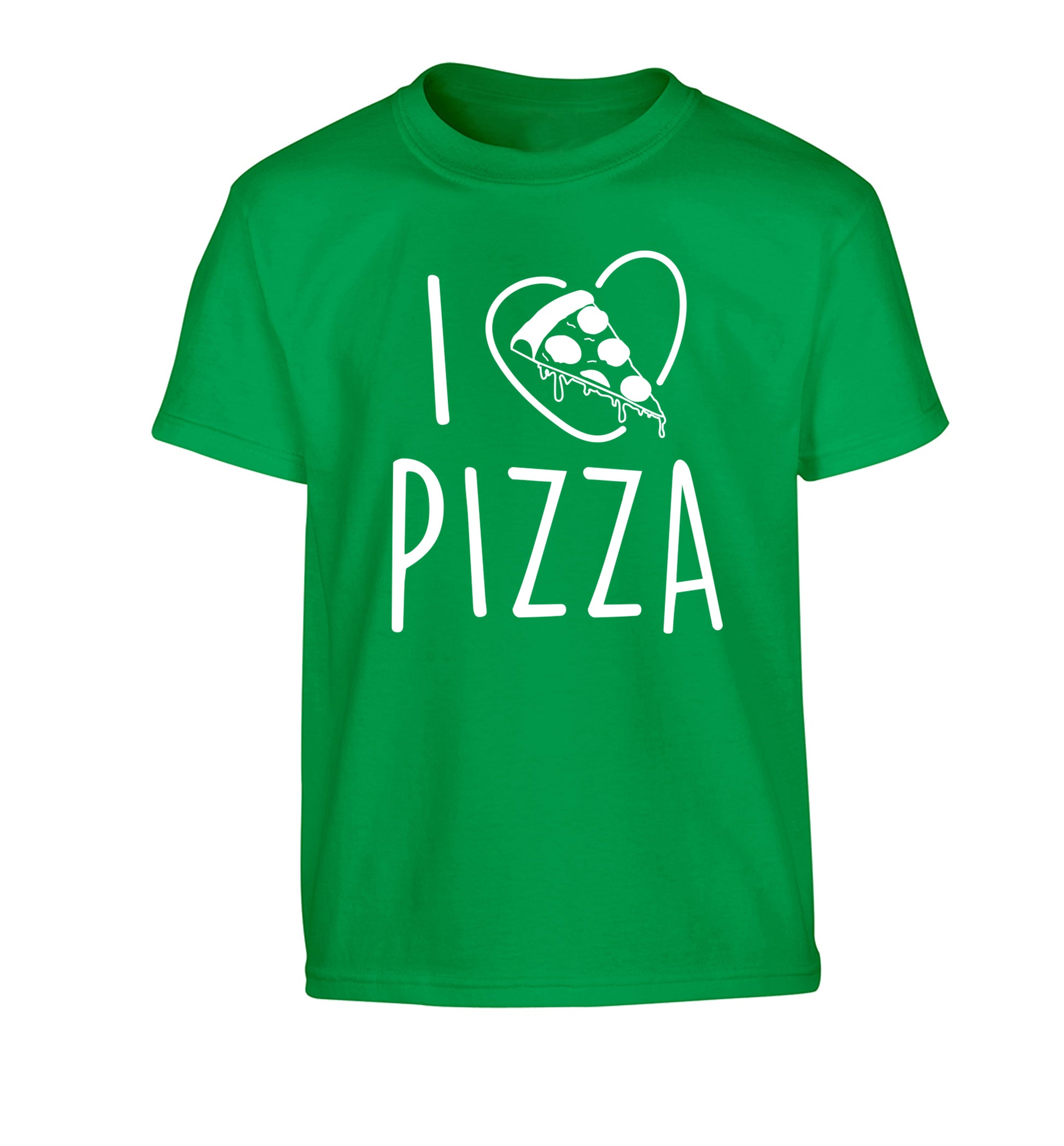 I Love Pizza Children's green Tshirt 12-13 Years