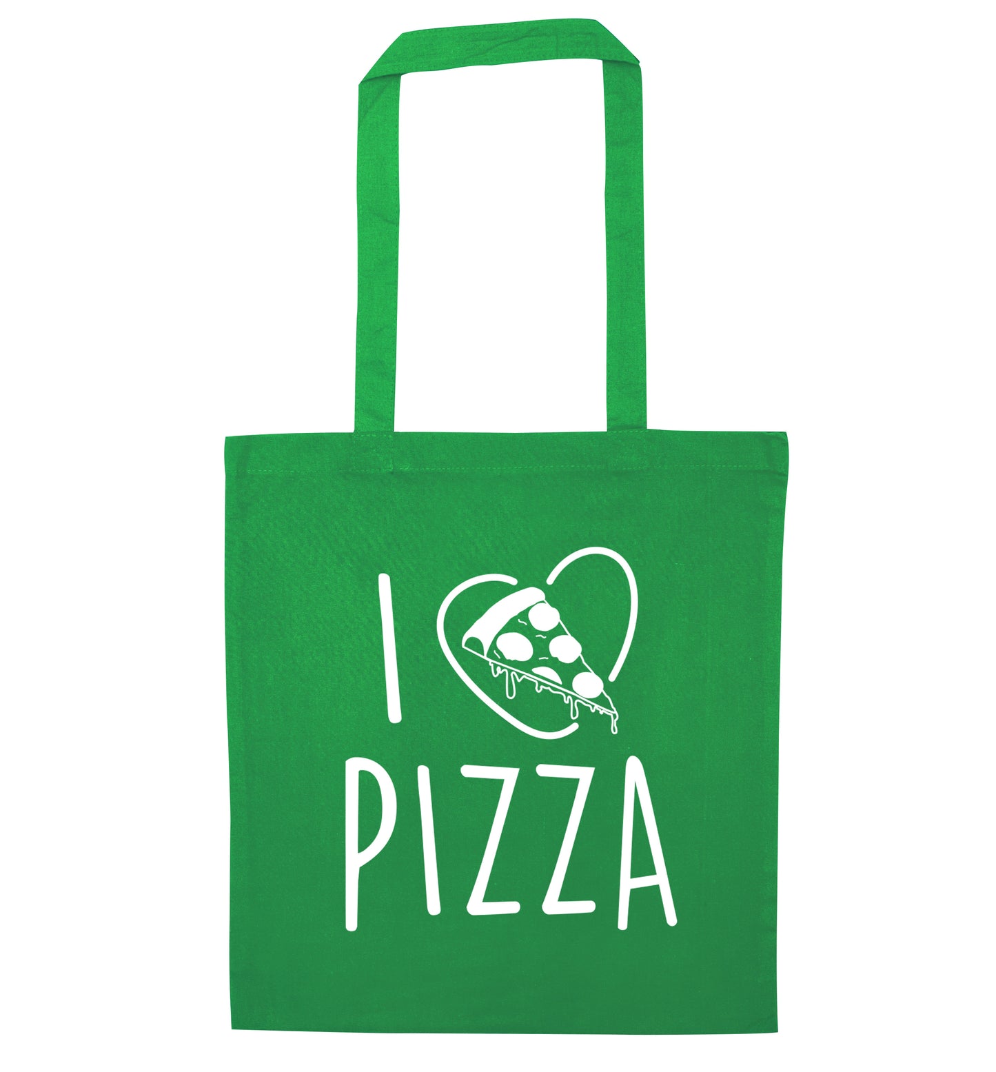 I Love Pizza green tote bag