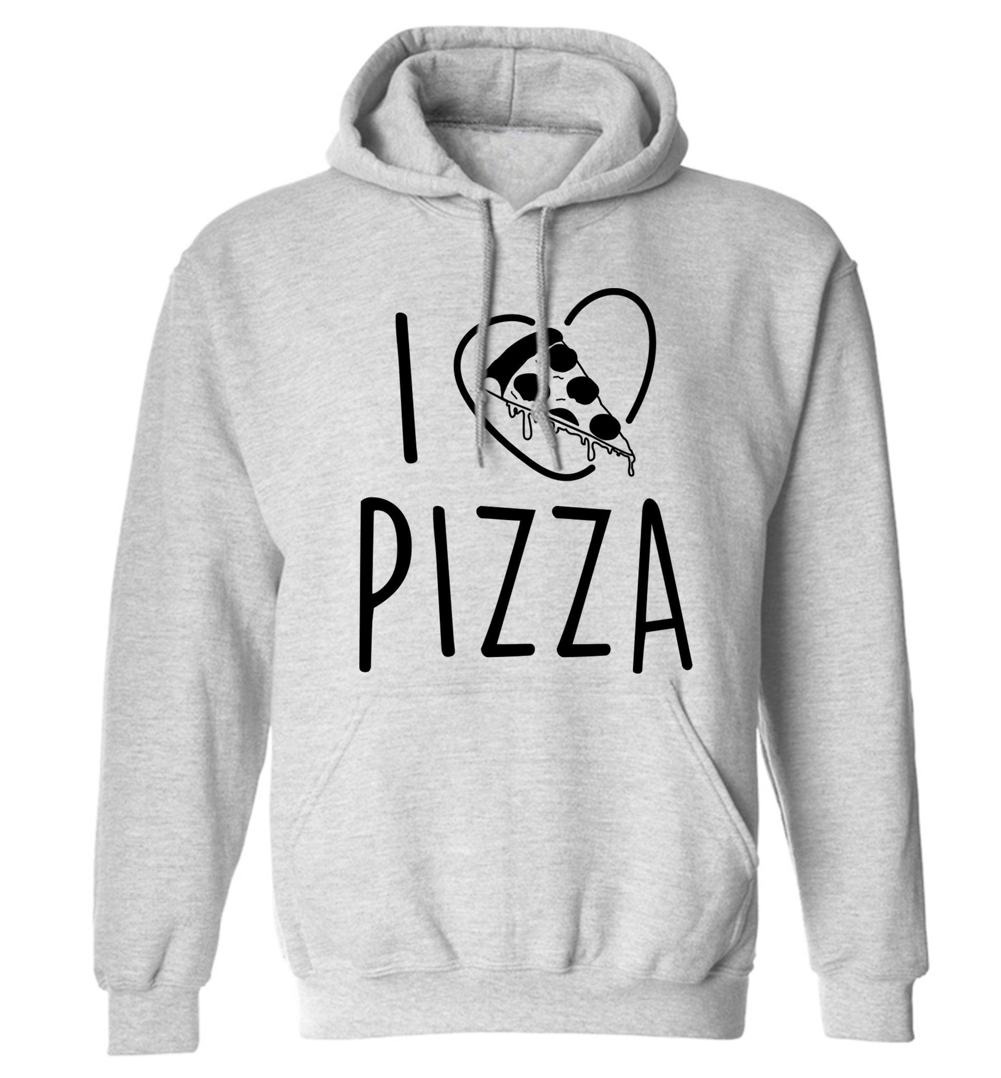 I Love Pizza adults unisex grey hoodie 2XL