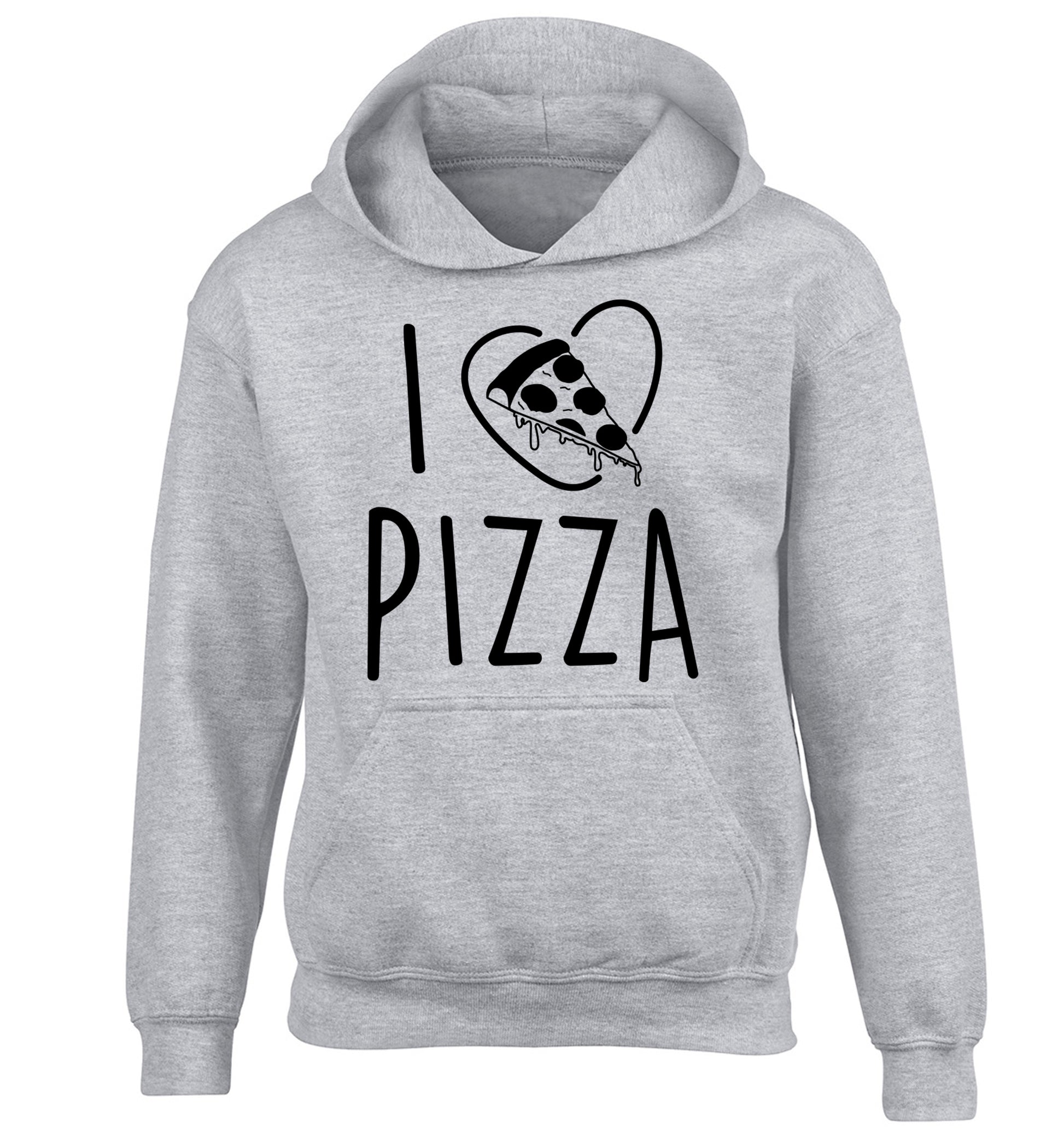 I Love Pizza children's grey hoodie 12-13 Years