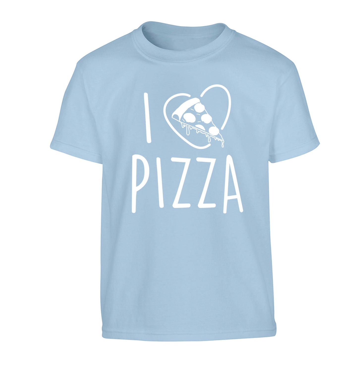 I Love Pizza Children's light blue Tshirt 12-13 Years