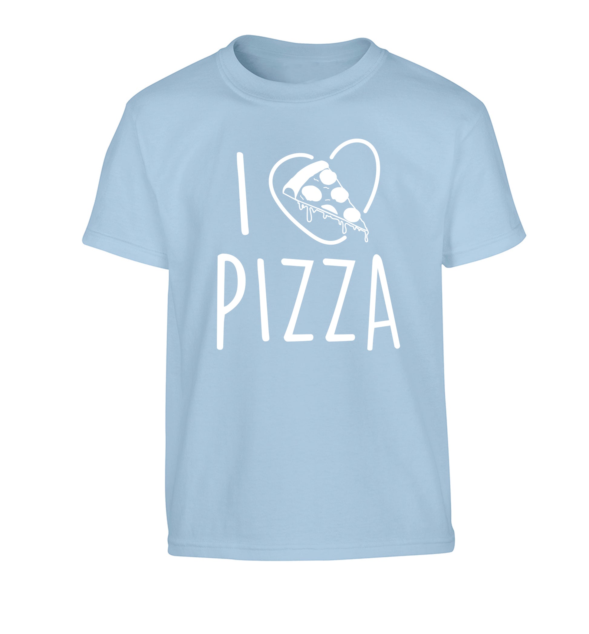 I Love Pizza Children's light blue Tshirt 12-13 Years