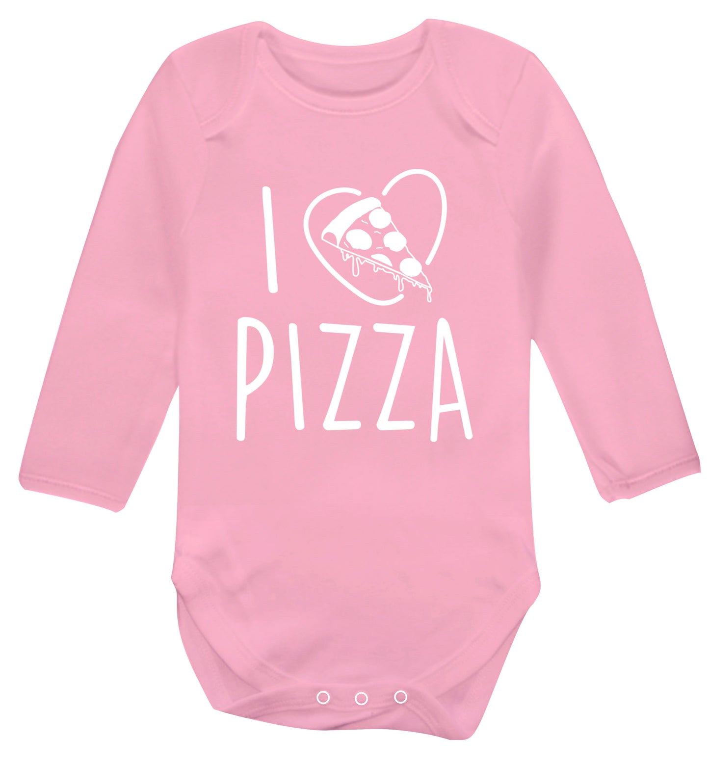 I Love Pizza Baby Vest long sleeved pale pink 6-12 months