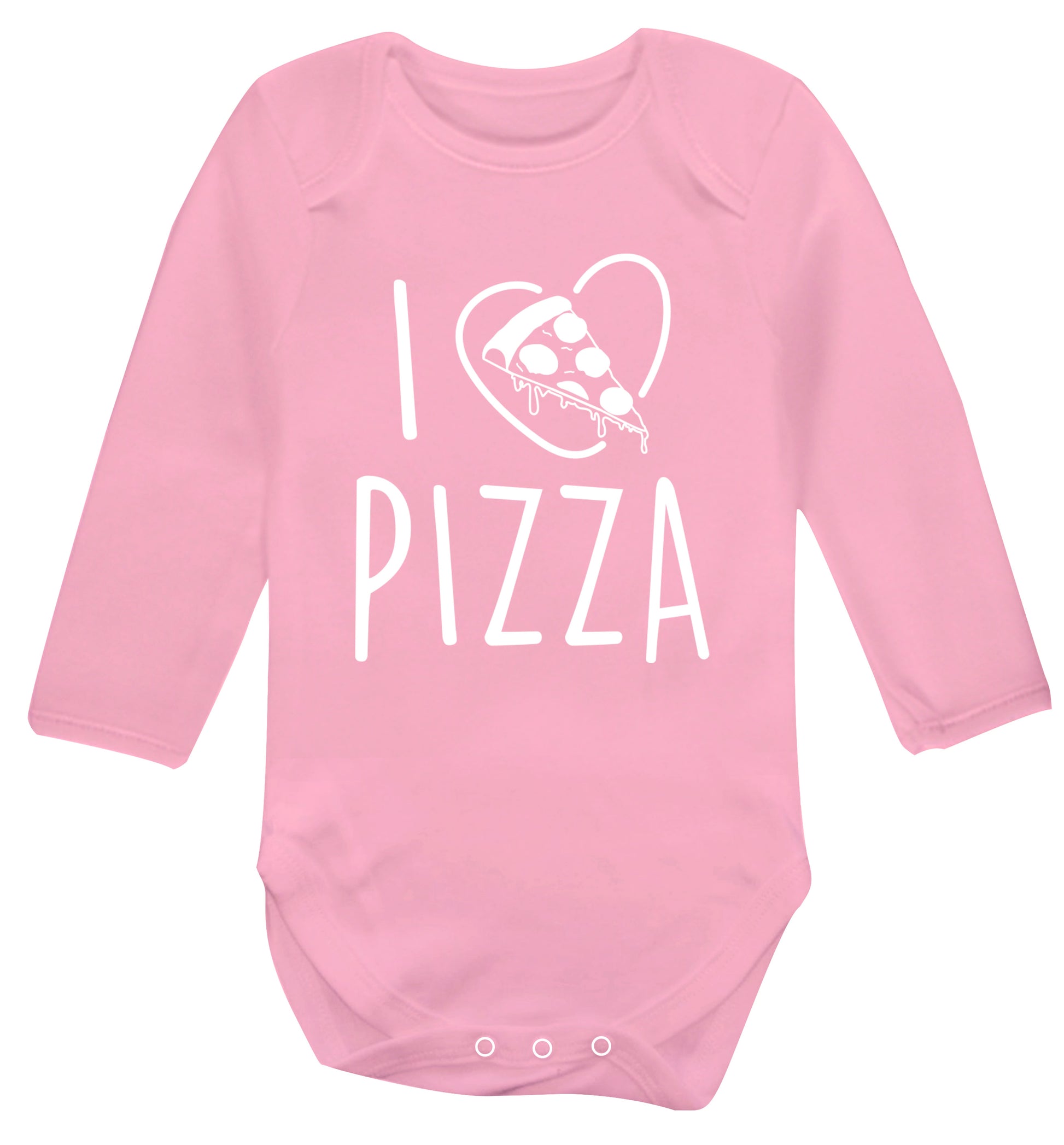 I Love Pizza Baby Vest long sleeved pale pink 6-12 months