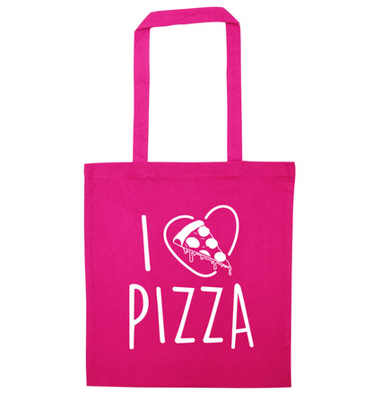 I Love Pizza pink tote bag