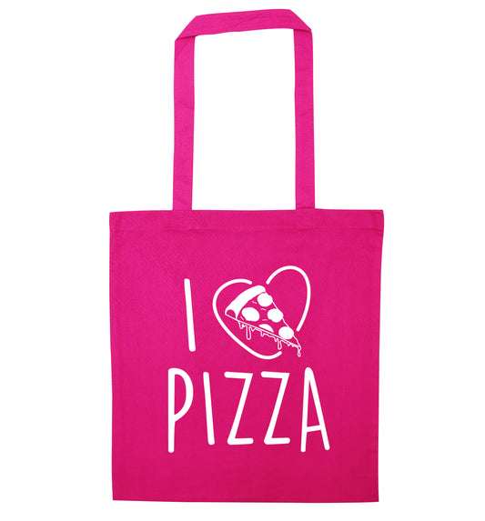 I Love Pizza pink tote bag