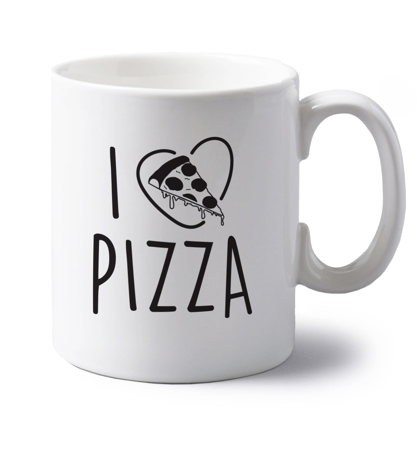 I Love Pizza left handed white ceramic mug 