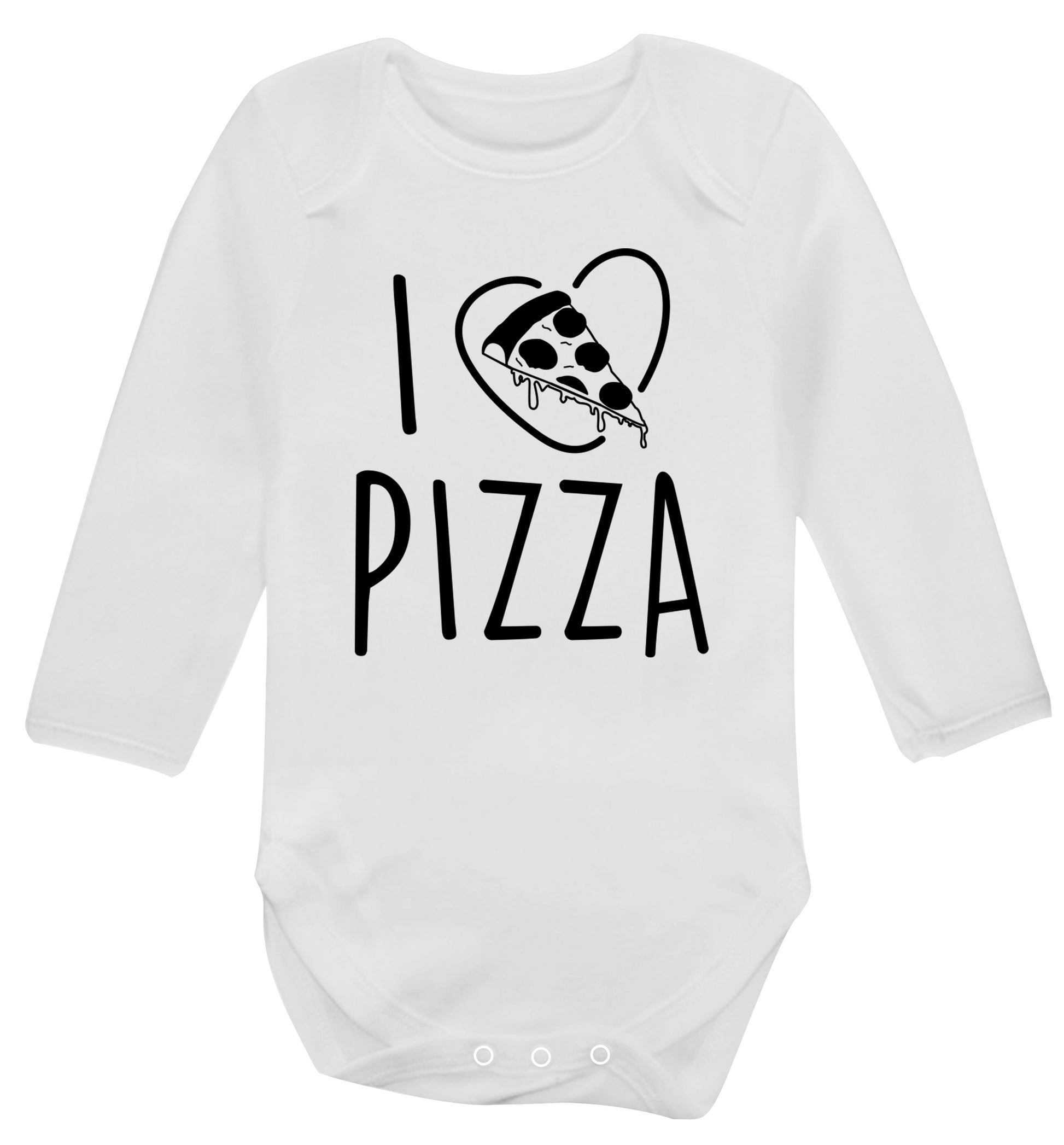 I Love Pizza Baby Vest long sleeved white 6-12 months