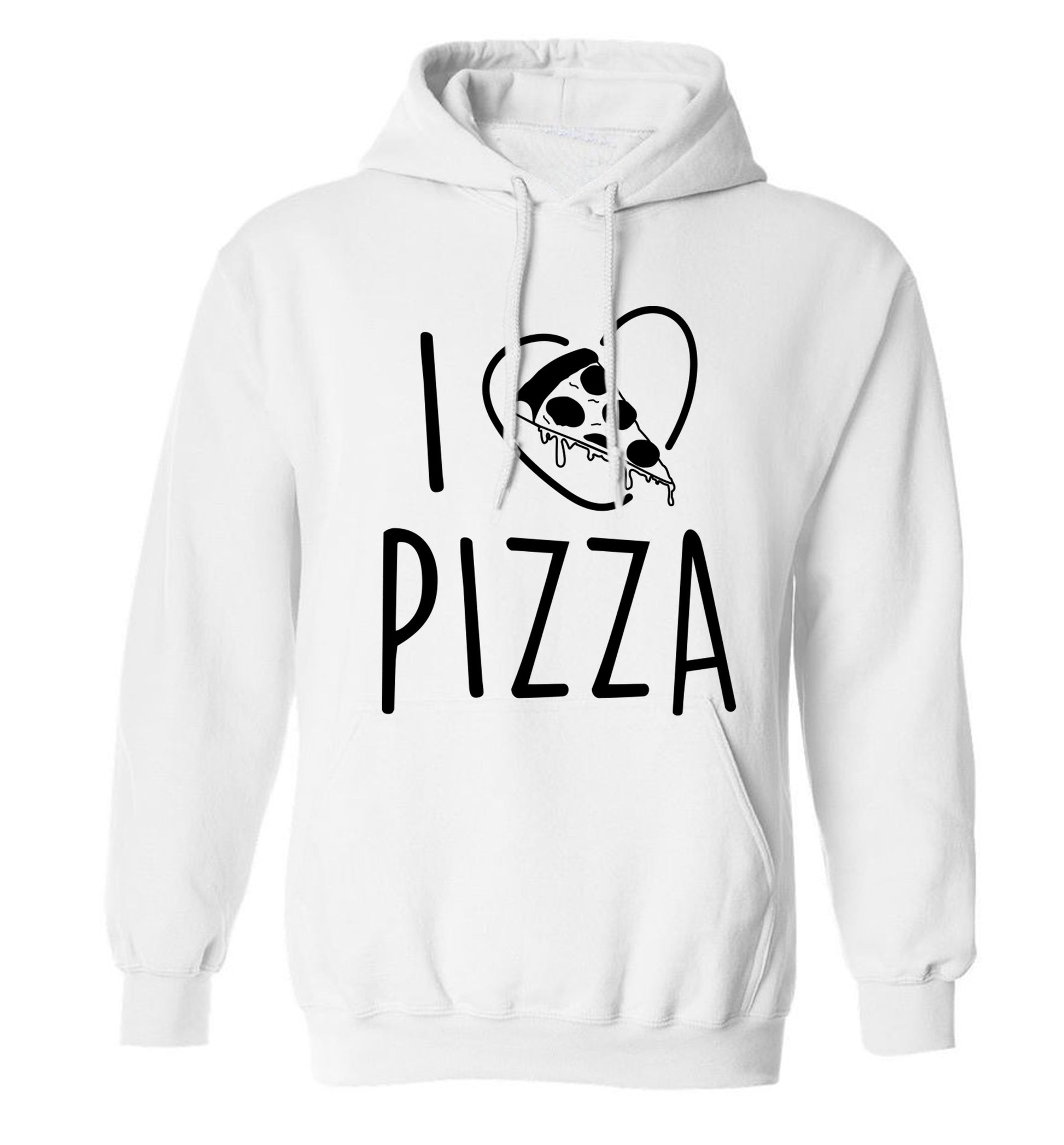 I Love Pizza adults unisex white hoodie 2XL