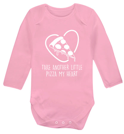 Take another little pizza my heart Baby Vest long sleeved pale pink 6-12 months