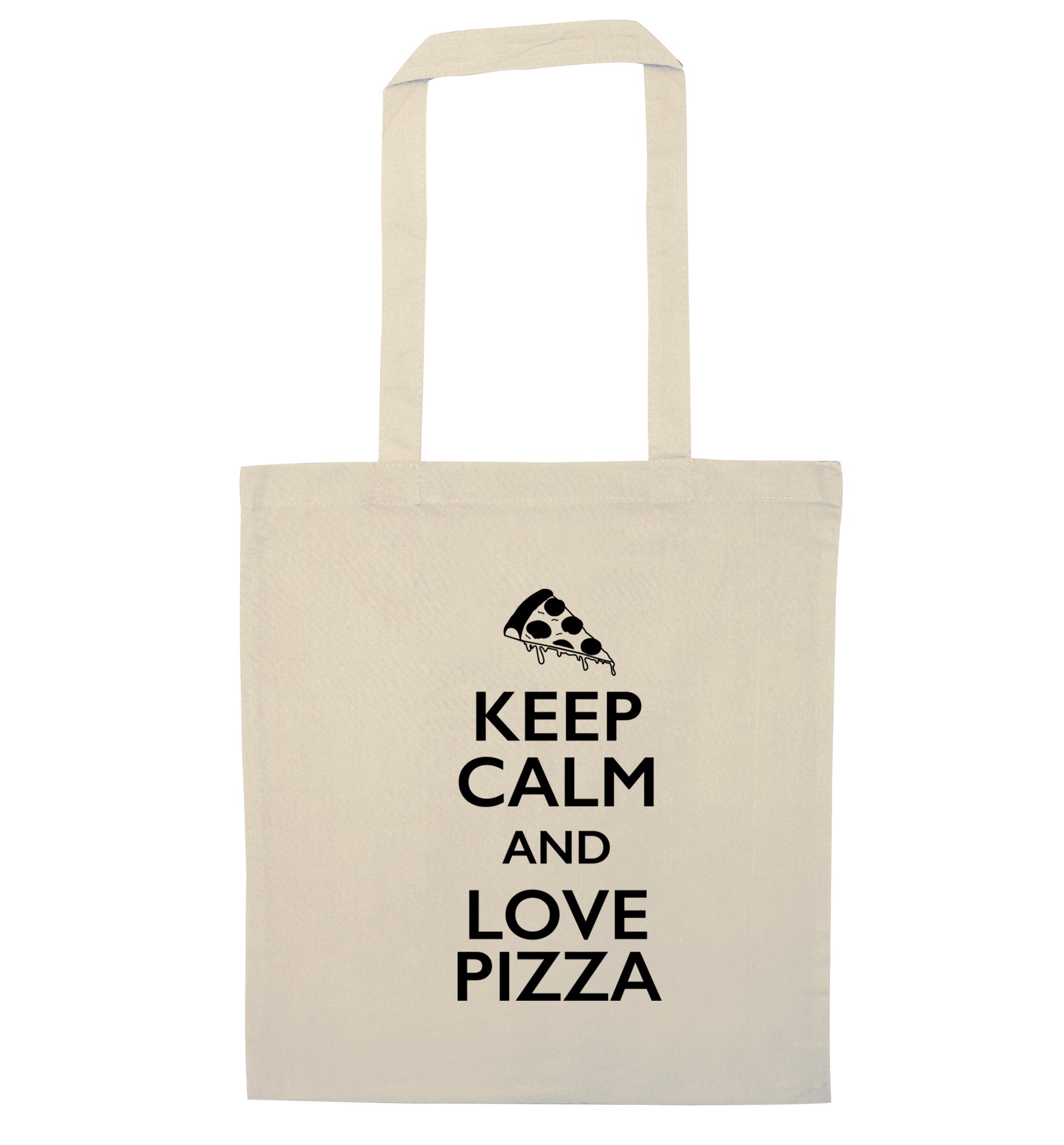 Keep calm and love pizza natural tote bag