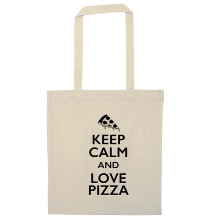 Keep calm and love pizza natural tote bag