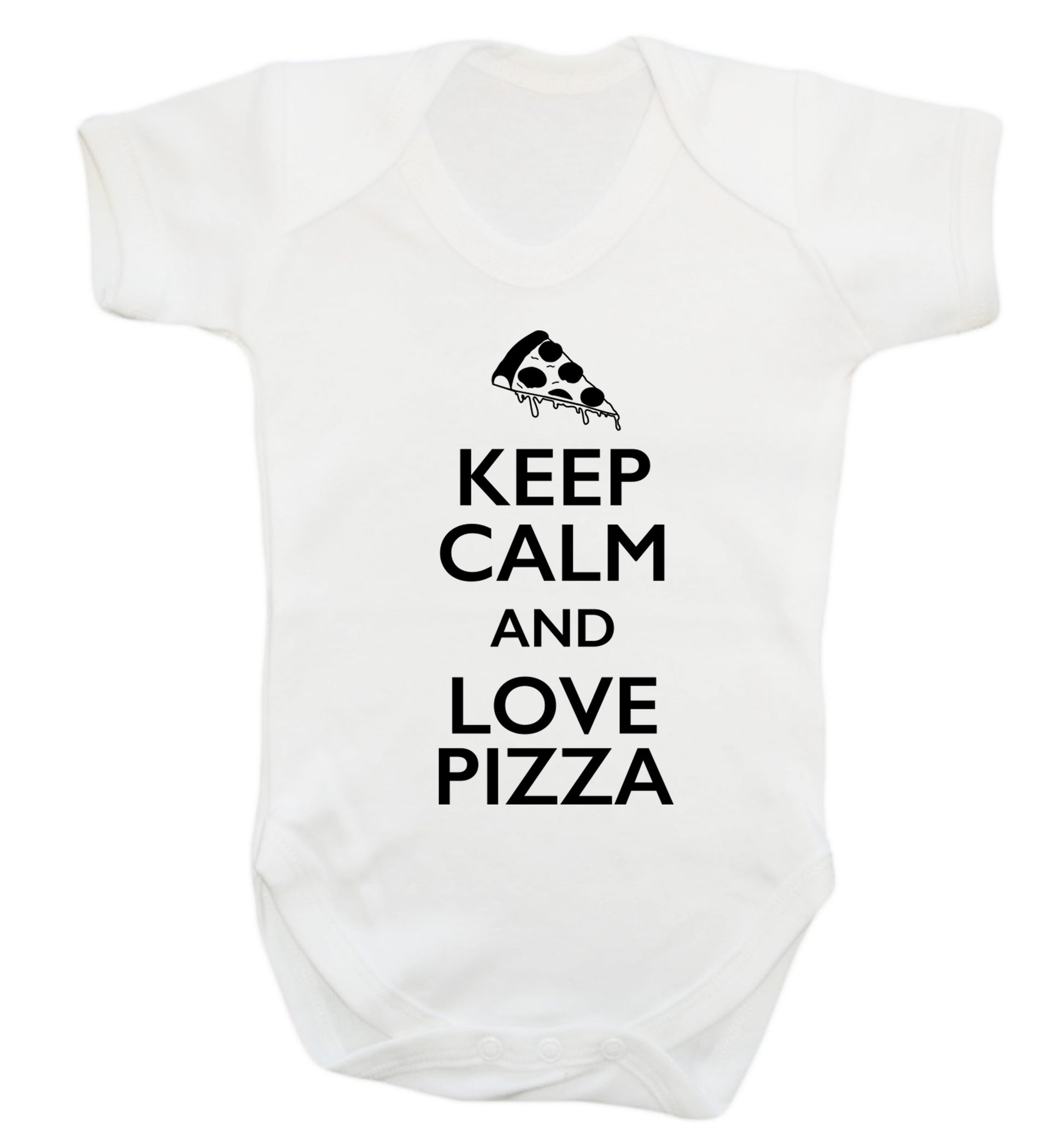 Keep calm and love pizza Baby Vest white 18-24 months