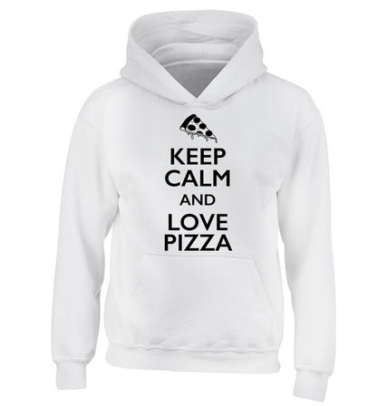 Keep calm and love pizza children's white hoodie 12-13 Years