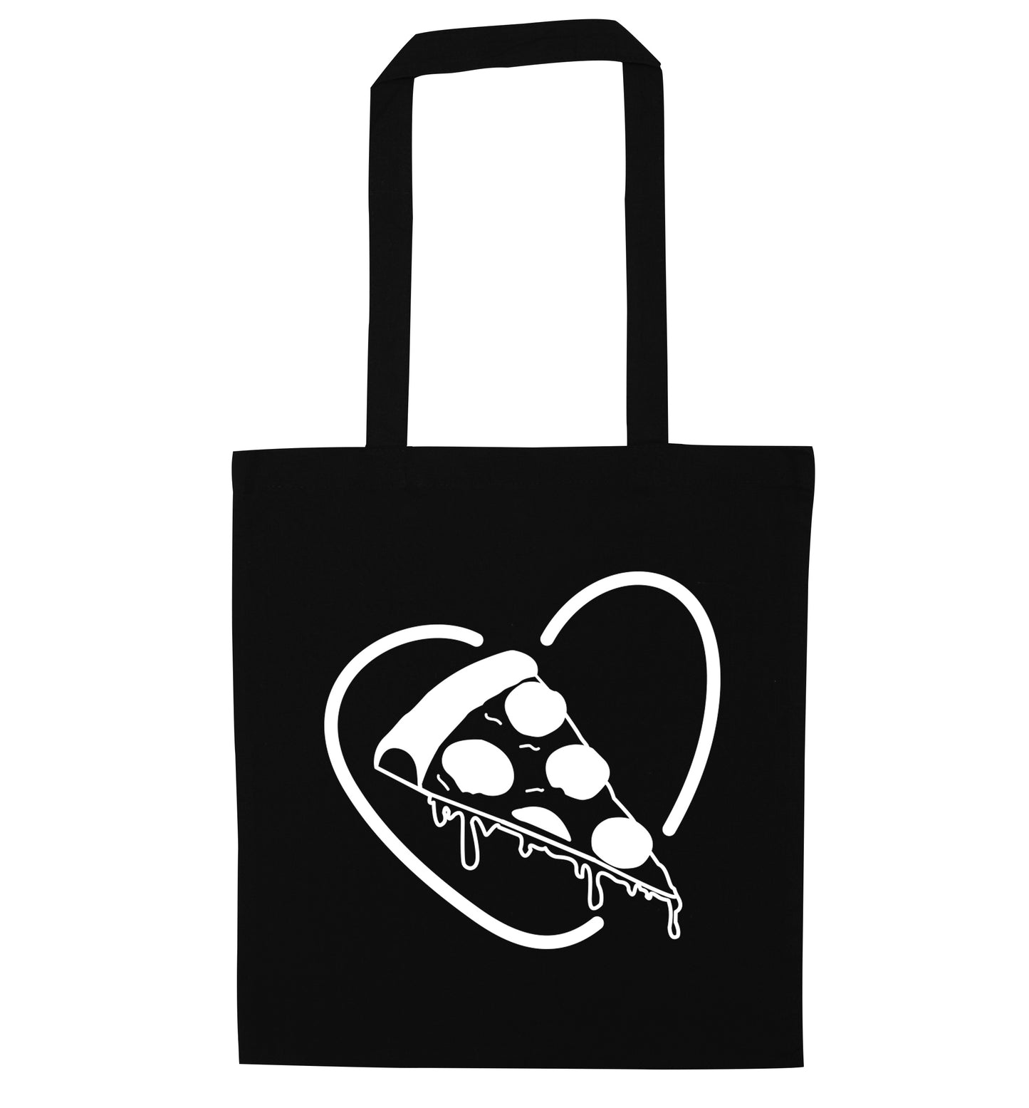 Pizza heart black tote bag