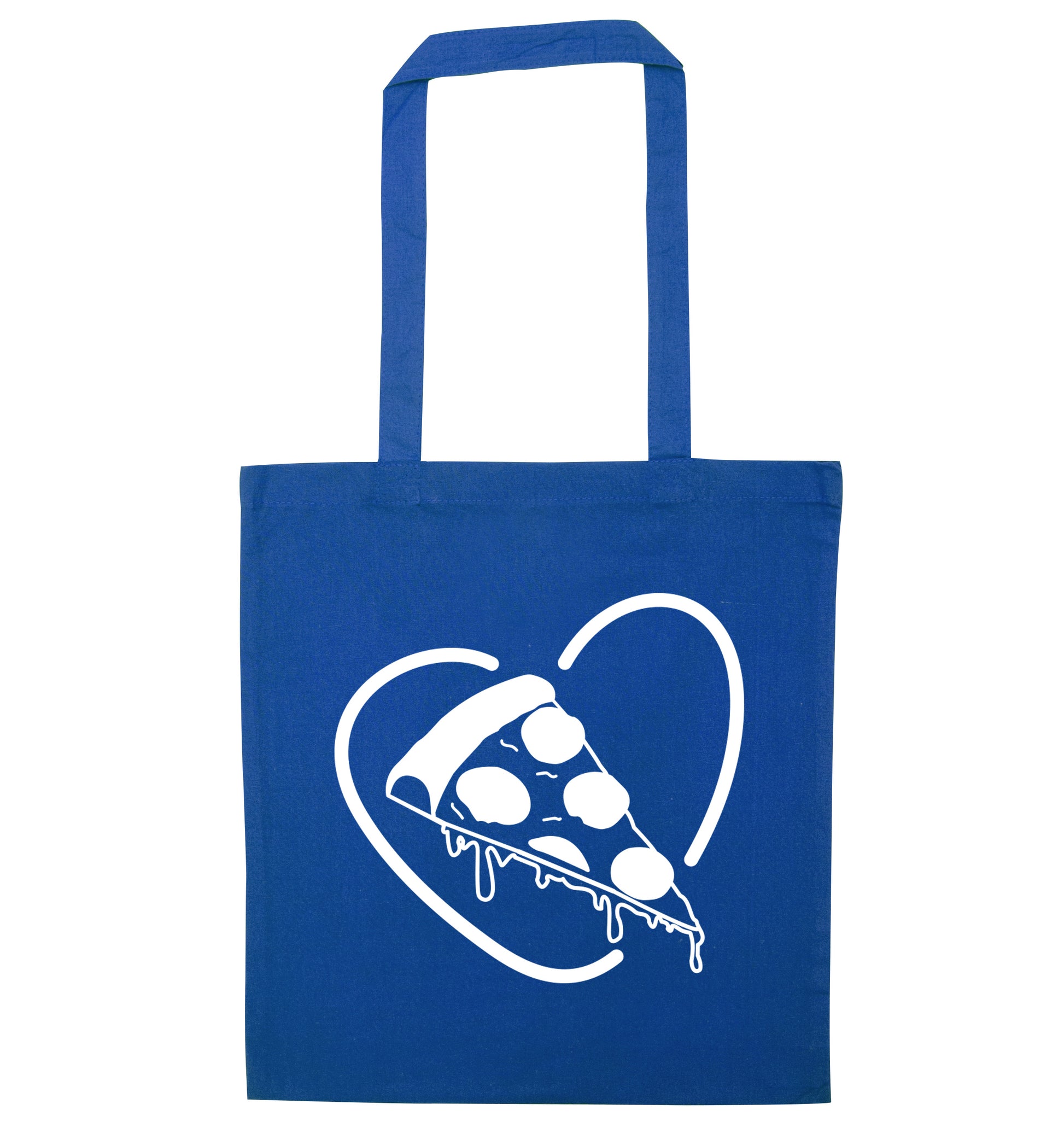 Pizza heart blue tote bag