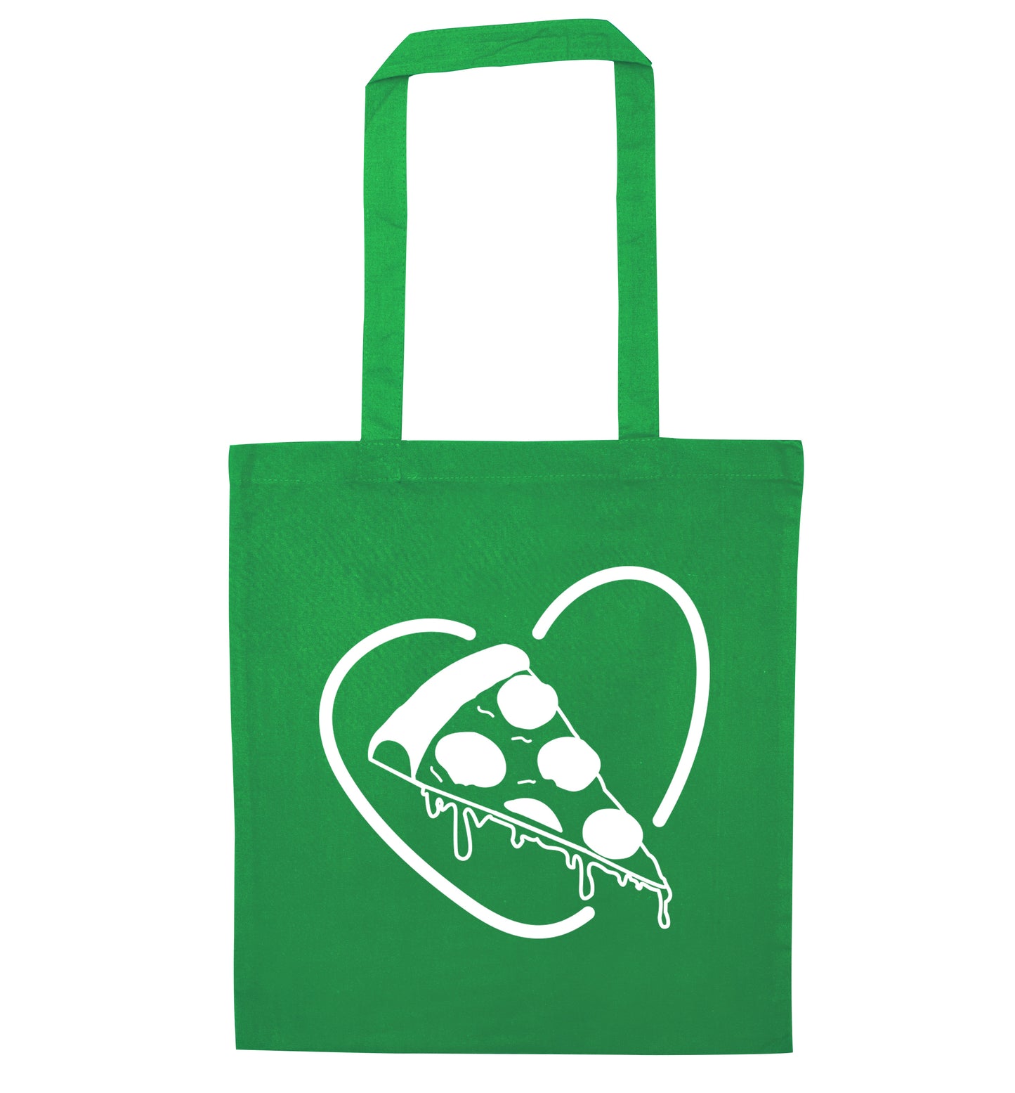 Pizza heart green tote bag