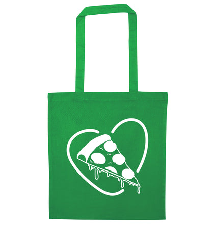 Pizza heart green tote bag
