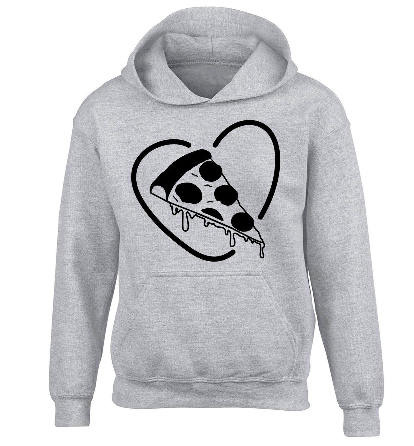 Pizza heart children's grey hoodie 12-13 Years