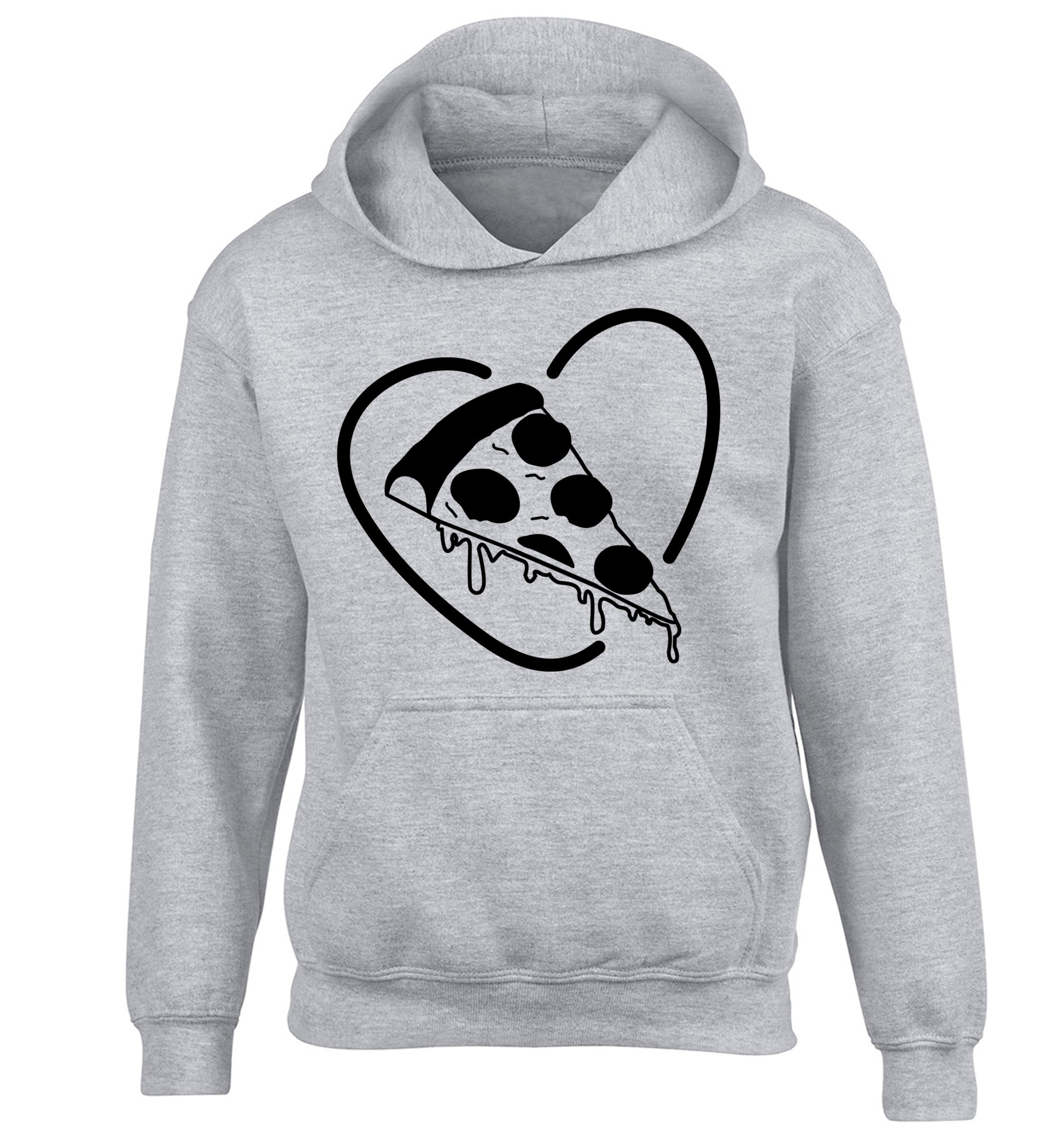 Pizza heart children's grey hoodie 12-13 Years