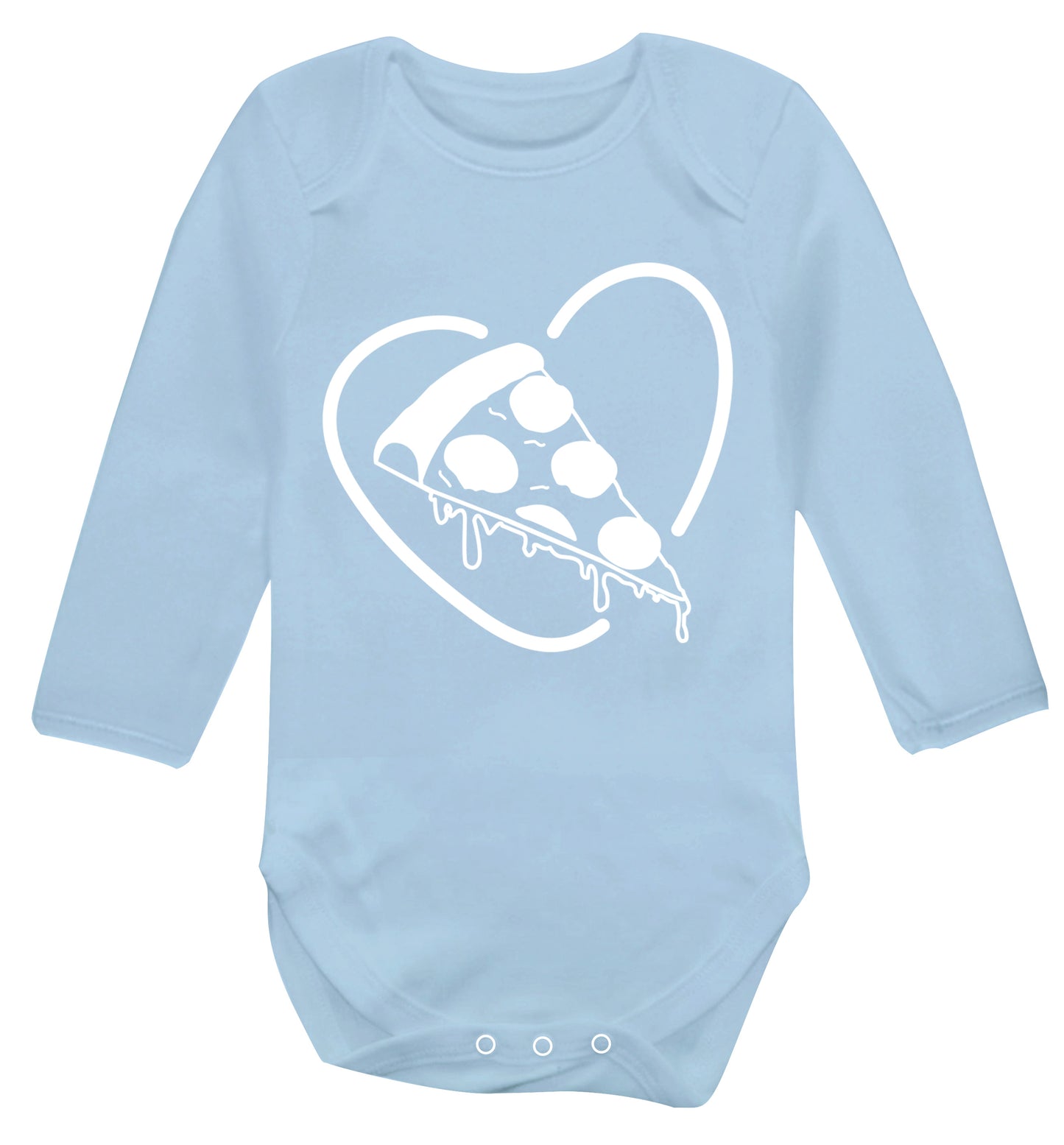 Pizza heart Baby Vest long sleeved pale blue 6-12 months
