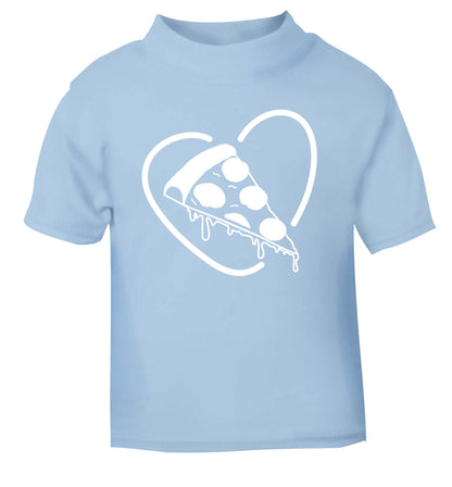 Pizza heart light blue Baby Toddler Tshirt 2 Years