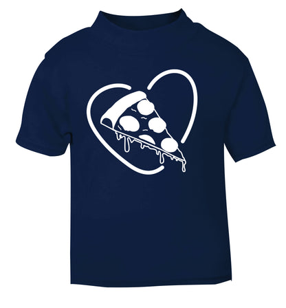 Pizza heart navy Baby Toddler Tshirt 2 Years