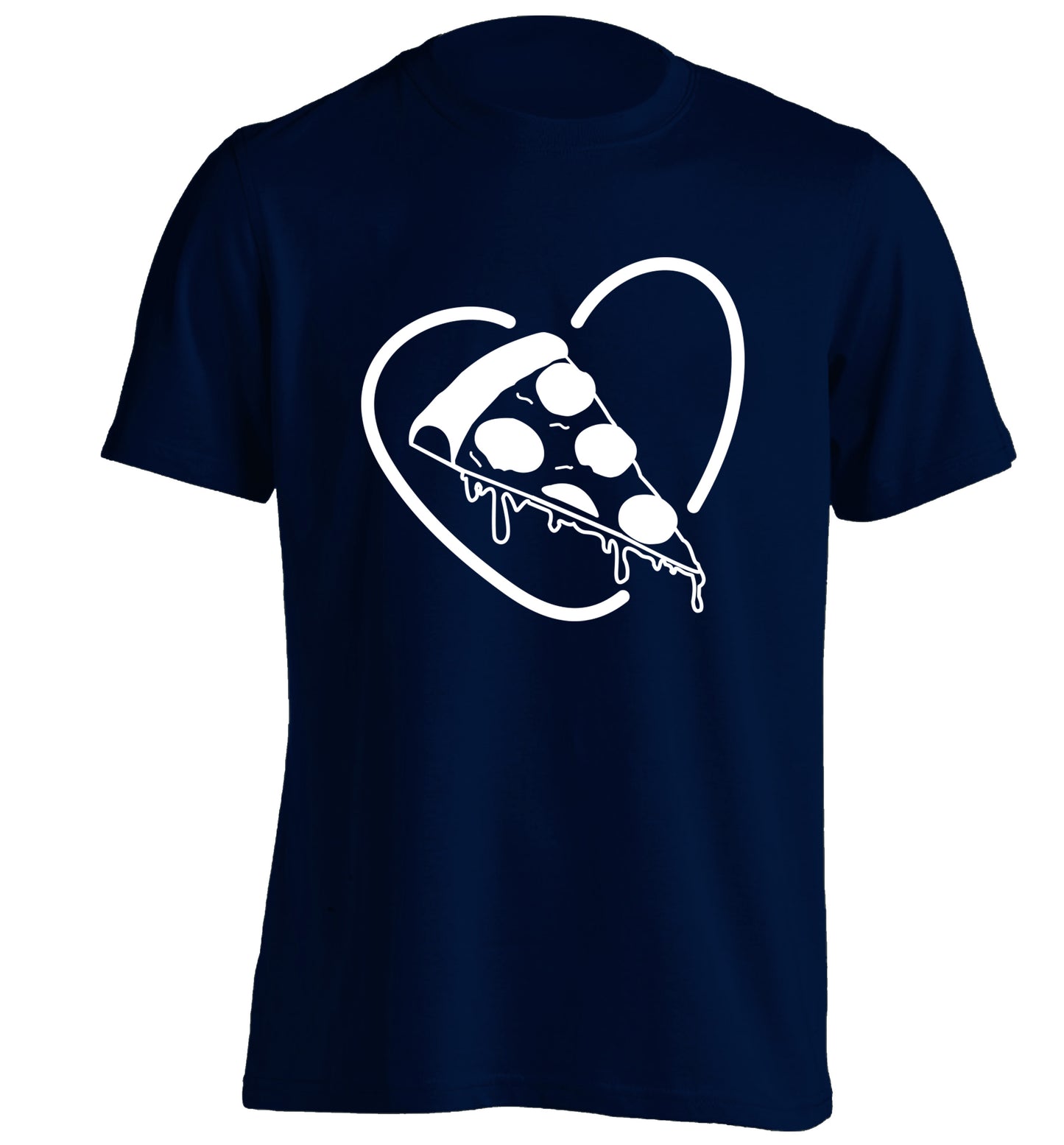 Pizza heart adults unisex navy Tshirt 2XL