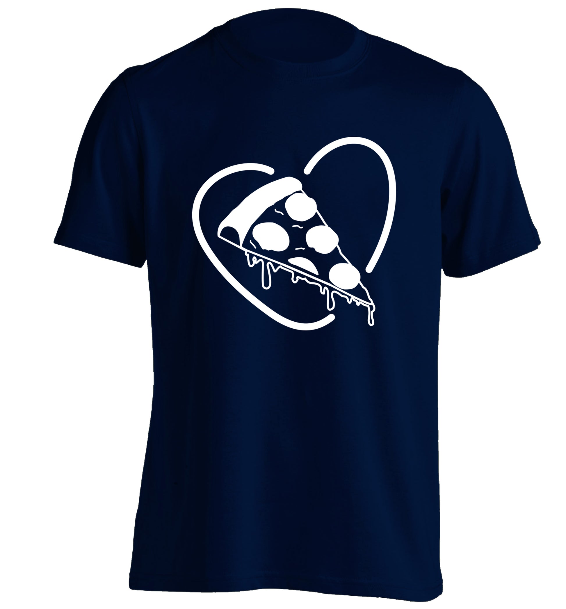 Pizza heart adults unisex navy Tshirt 2XL