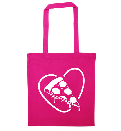 Pizza heart pink tote bag