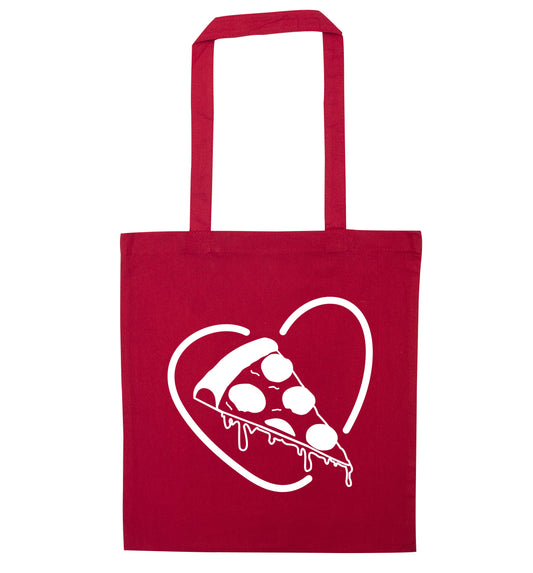 Pizza heart red tote bag