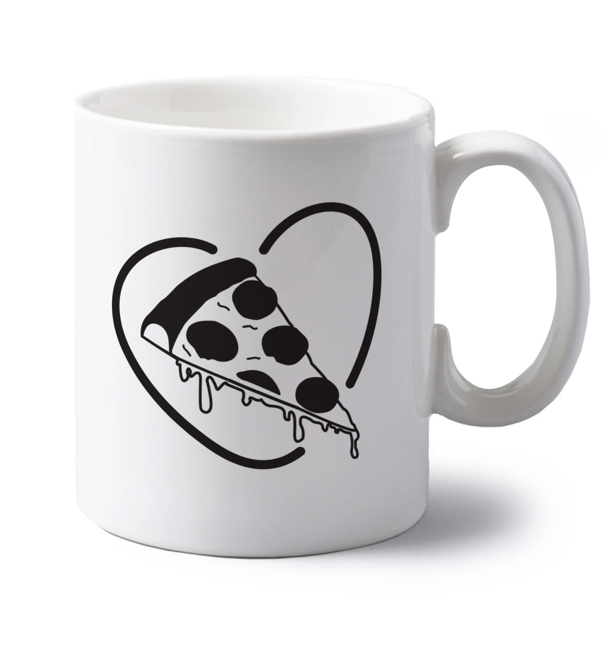 Pizza heart left handed white ceramic mug 