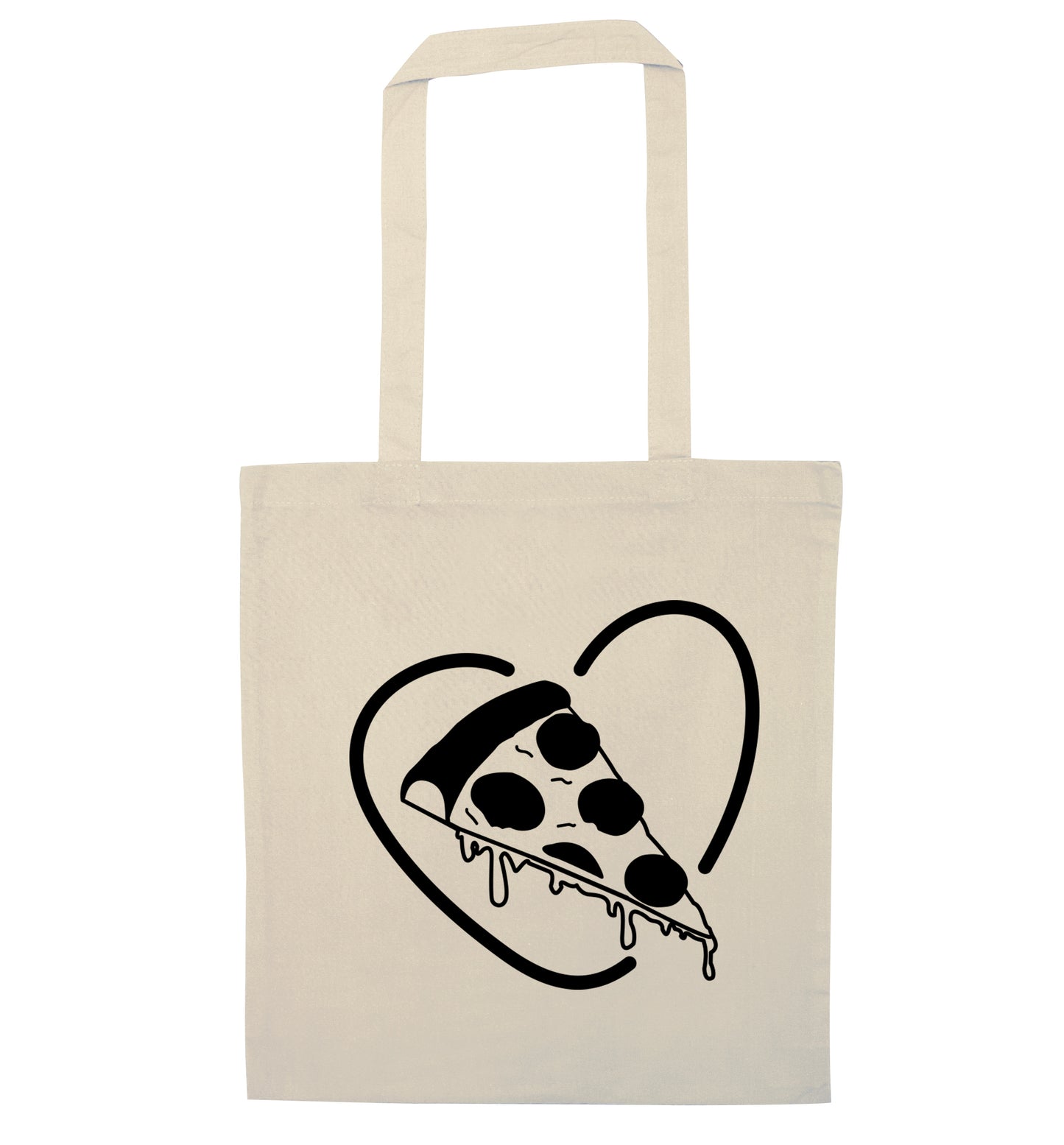 Pizza heart natural tote bag
