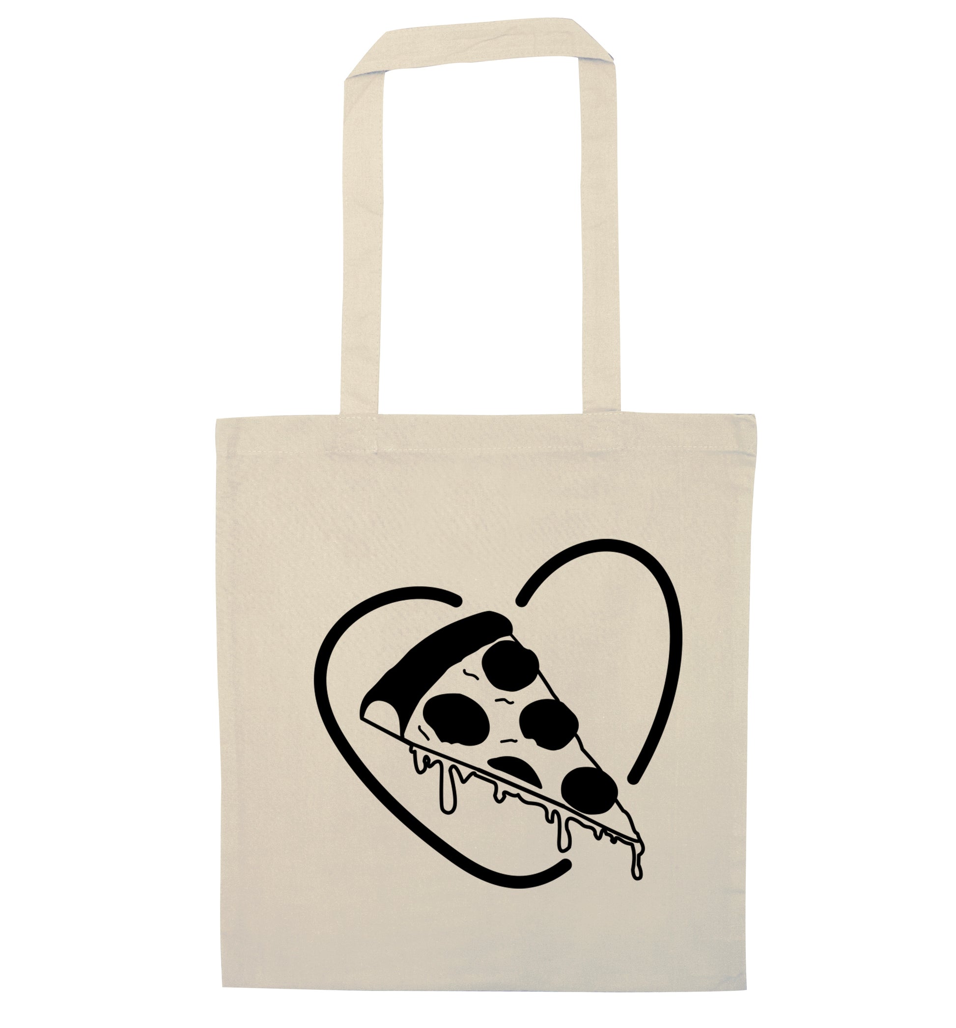 Pizza heart natural tote bag