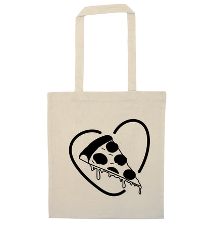 Pizza heart natural tote bag