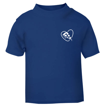 Pizza heart pocket blue Baby Toddler Tshirt 2 Years